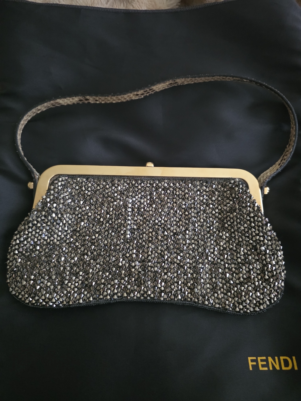 ULTRA RARE Vintage Fendi Crystal Mirror Bag Python - Picture 4 of 10